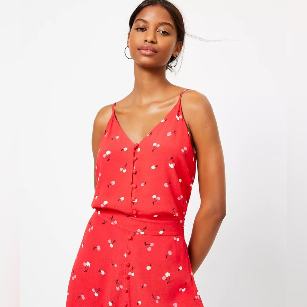 Cherry Covered Button Strappy Cami - image 1